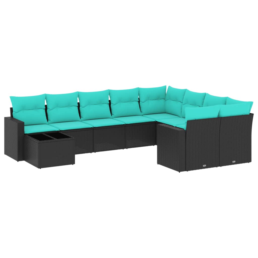 10-delige Loungeset met kussens poly rattan zwart is nu te koop bij PeponiXL, paradijselijk wonen!