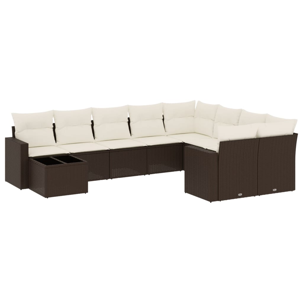 10-delige Loungeset met kussens poly rattan bruin is nu te koop bij PeponiXL, paradijselijk wonen!