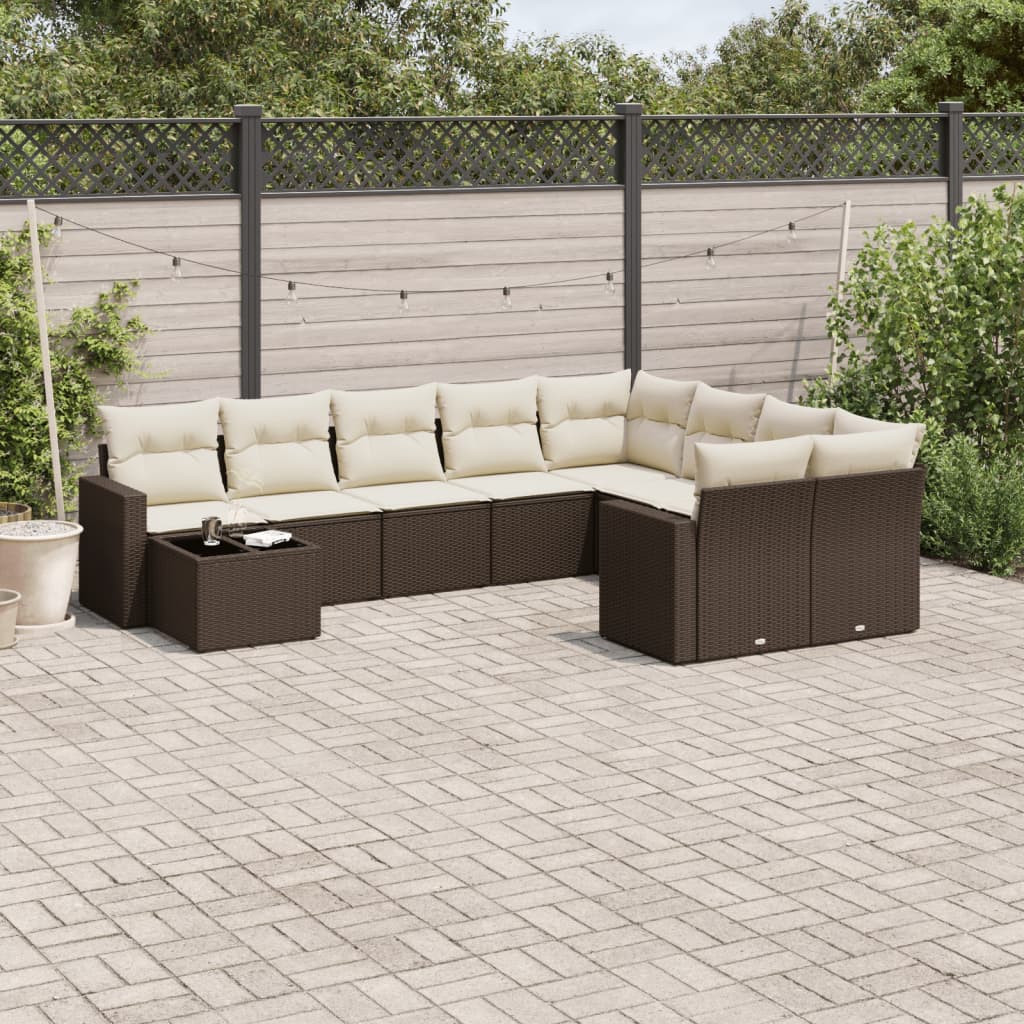 10-delige Loungeset met kussens poly rattan bruin is nu te koop bij PeponiXL, paradijselijk wonen!