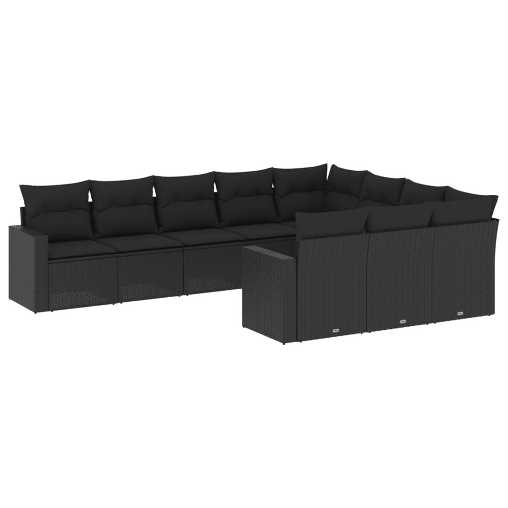 10-delige Loungeset met kussens poly rattan zwart is nu te koop bij PeponiXL, paradijselijk wonen!