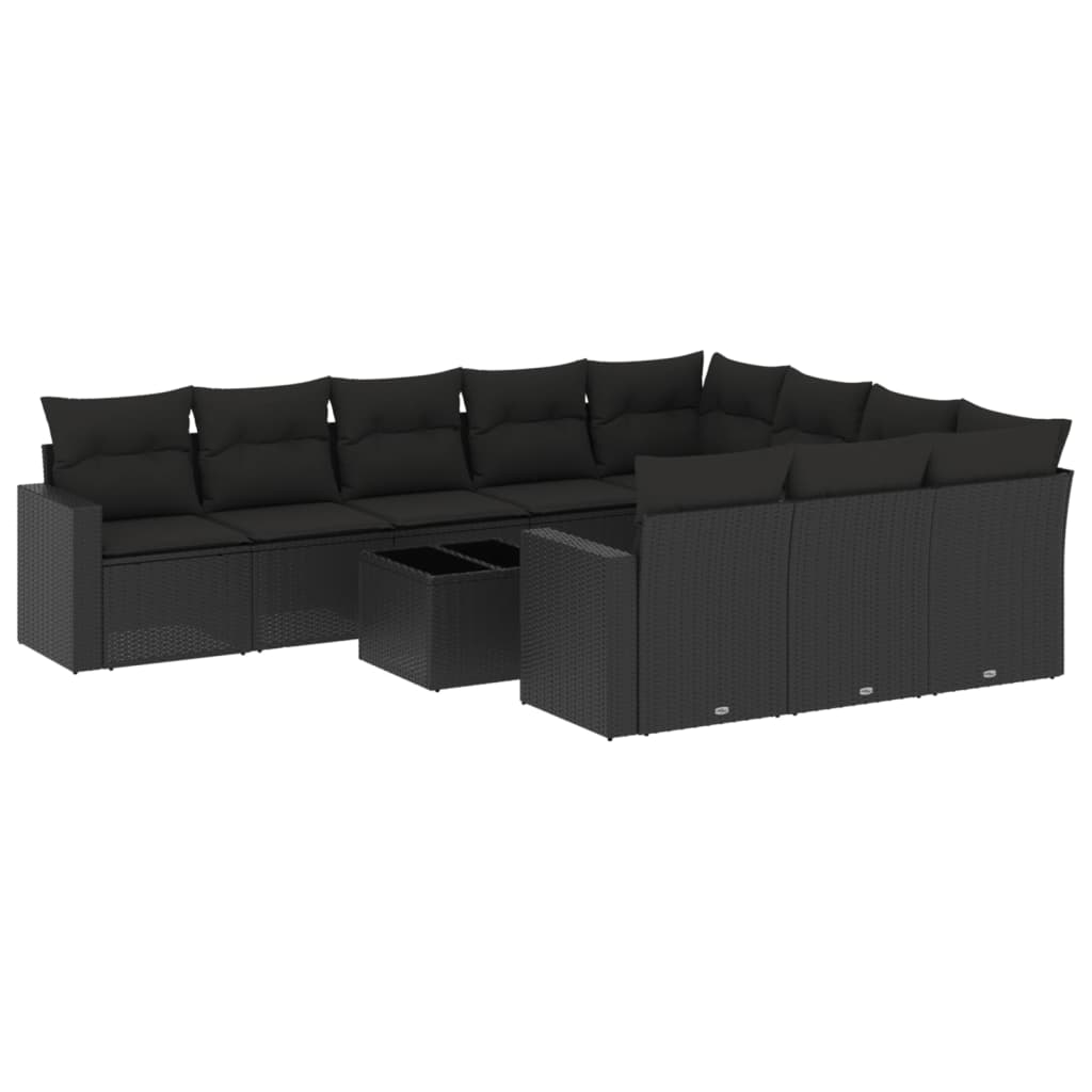 11-delige Loungeset met kussens poly rattan zwart is nu te koop bij PeponiXL, paradijselijk wonen!