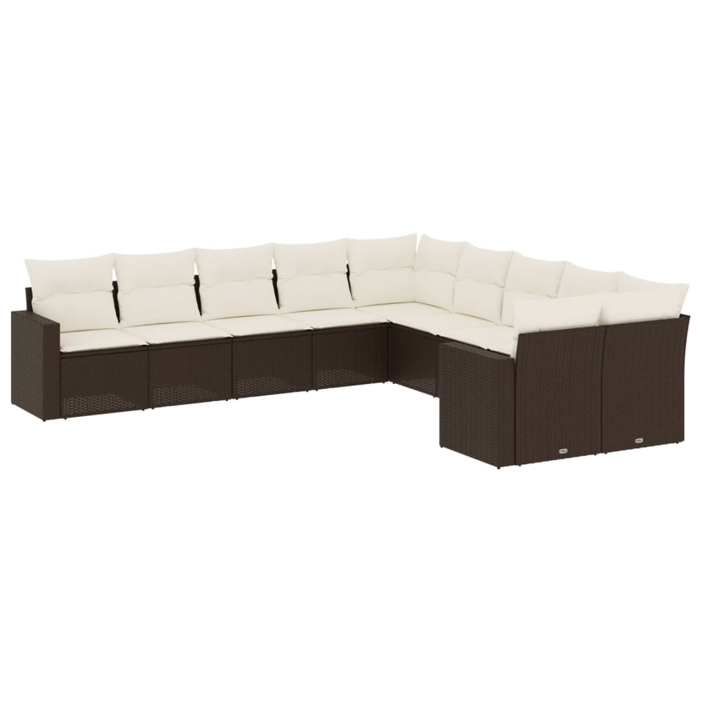 10-delige Loungeset met kussens poly rattan bruin is nu te koop bij PeponiXL, paradijselijk wonen!