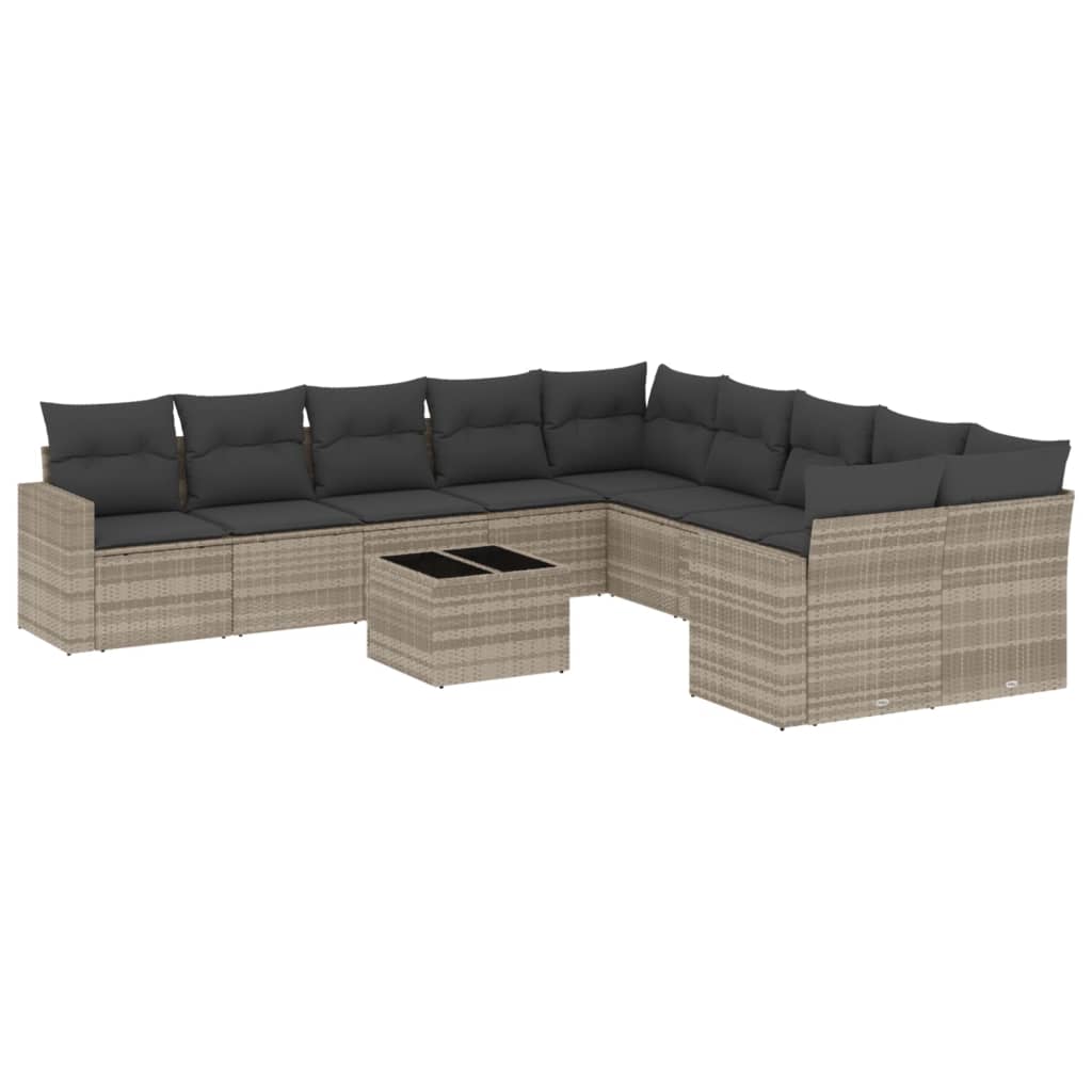 11-delige Loungeset met kussens poly rattan lichtgrijs is nu te koop bij PeponiXL, paradijselijk wonen!