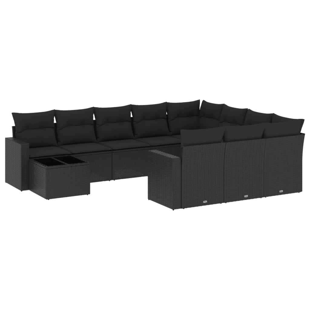 11-delige Loungeset met kussens poly rattan zwart is nu te koop bij PeponiXL, paradijselijk wonen!