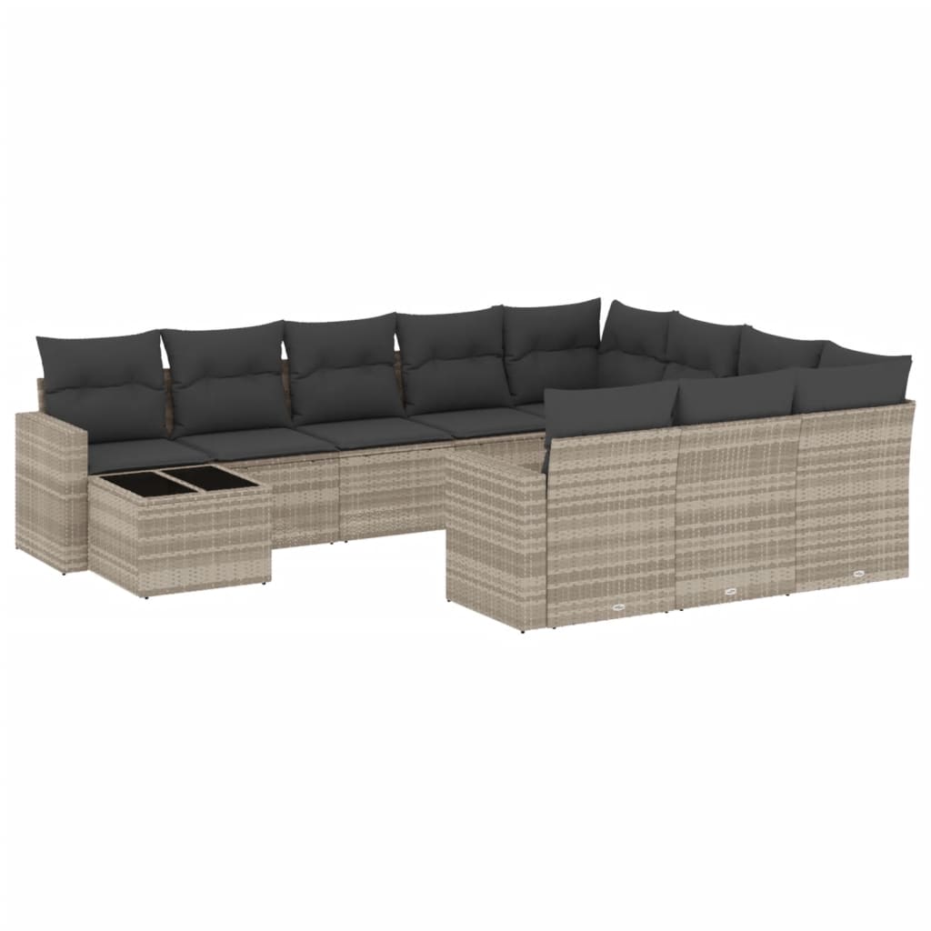 11-delige Loungeset met kussens poly rattan lichtgrijs is nu te koop bij PeponiXL, paradijselijk wonen!