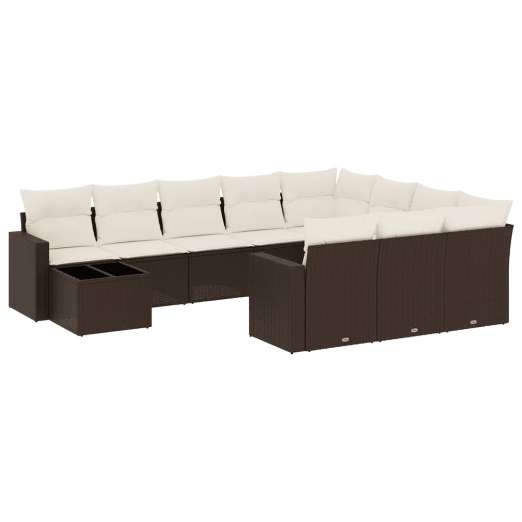 11-delige Loungeset met kussens poly rattan bruin is nu te koop bij PeponiXL, paradijselijk wonen!