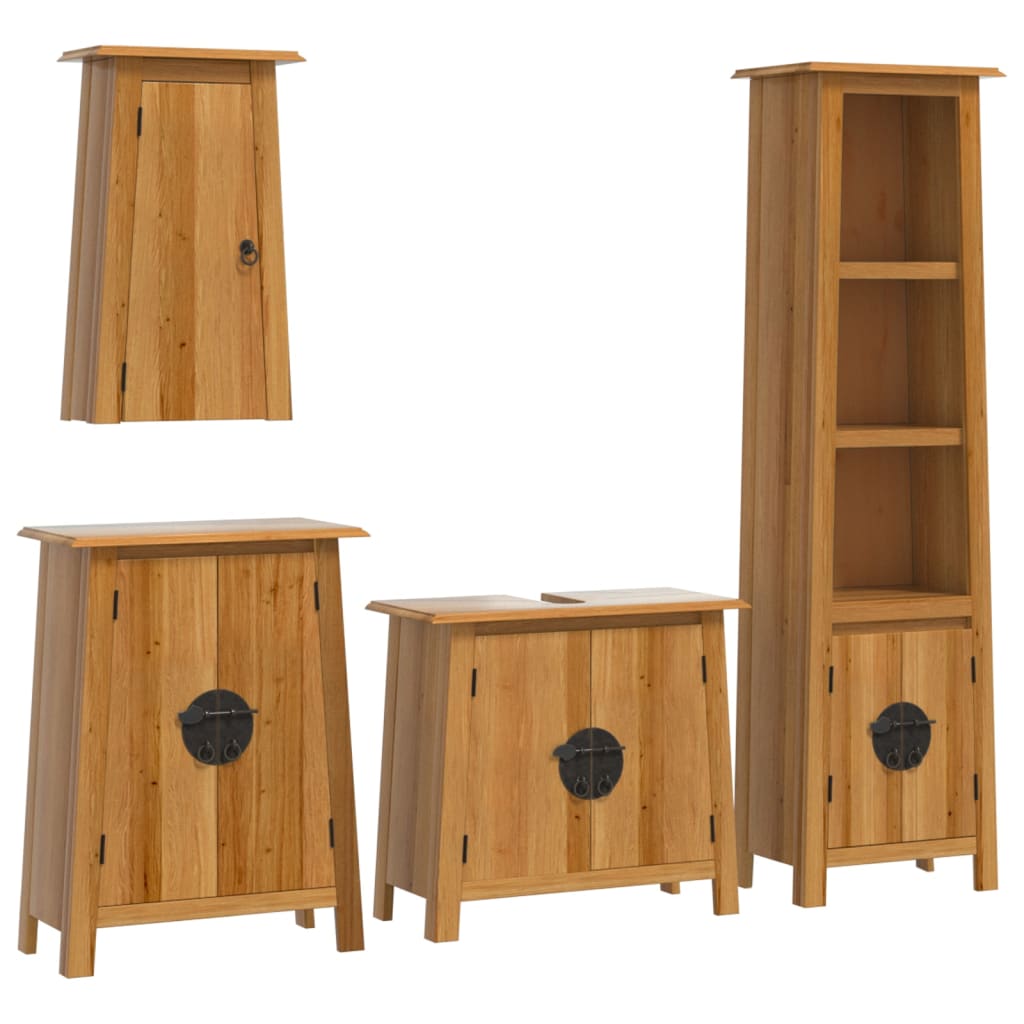 4-delige Badkamermeubelset massief grenenhout is nu te koop bij PeponiXL, paradijselijk wonen!