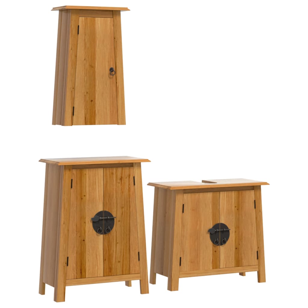 3-delige Badkamermeubelset massief grenenhout is nu te koop bij PeponiXL, paradijselijk wonen!