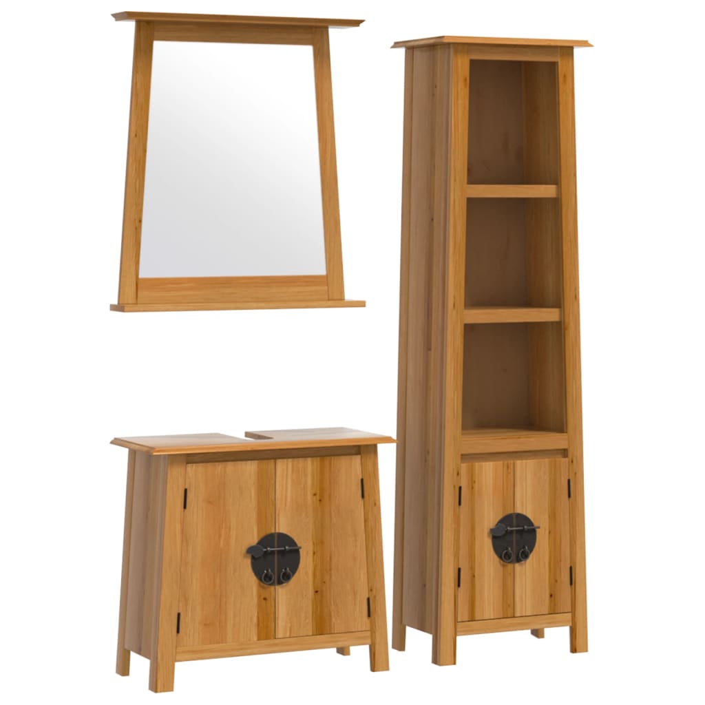 3-delige Badkamermeubelset massief grenenhout is nu te koop bij PeponiXL, paradijselijk wonen!