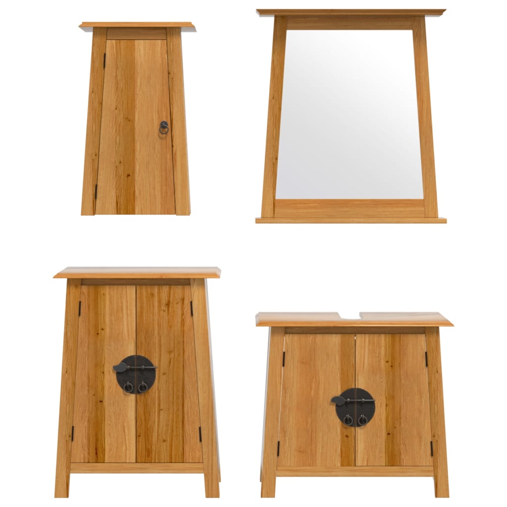 4-delige Badkamermeubelset massief grenenhout is nu te koop bij PeponiXL, paradijselijk wonen!