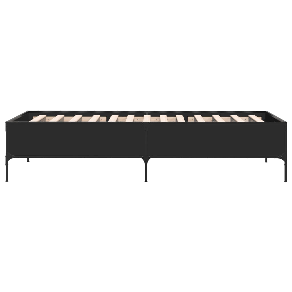 Bedframe bewerkt hout en metaal zwart 100x200 cm is nu te koop bij PeponiXL, paradijselijk wonen!