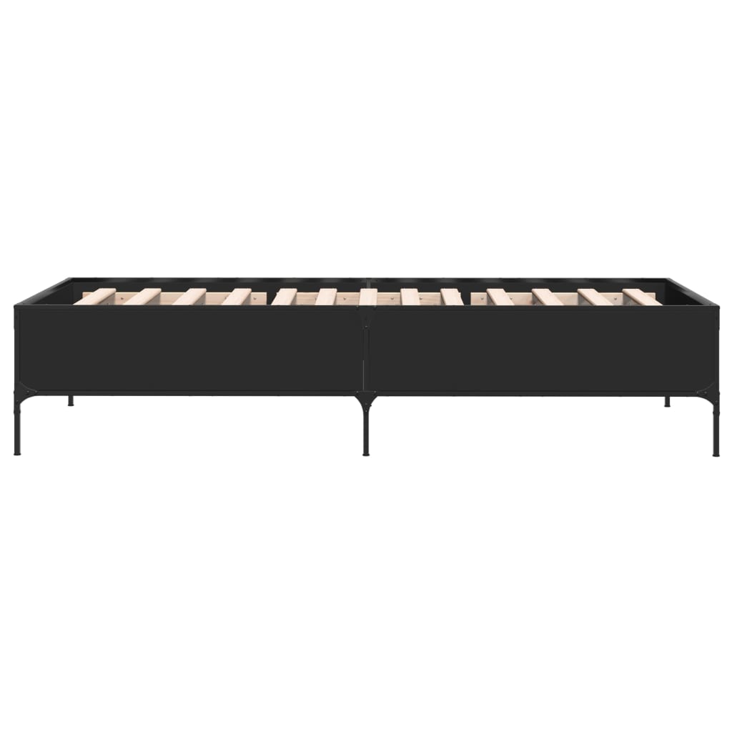 Bedframe bewerkt hout en metaal zwart 90x200 cm is nu te koop bij PeponiXL, paradijselijk wonen!