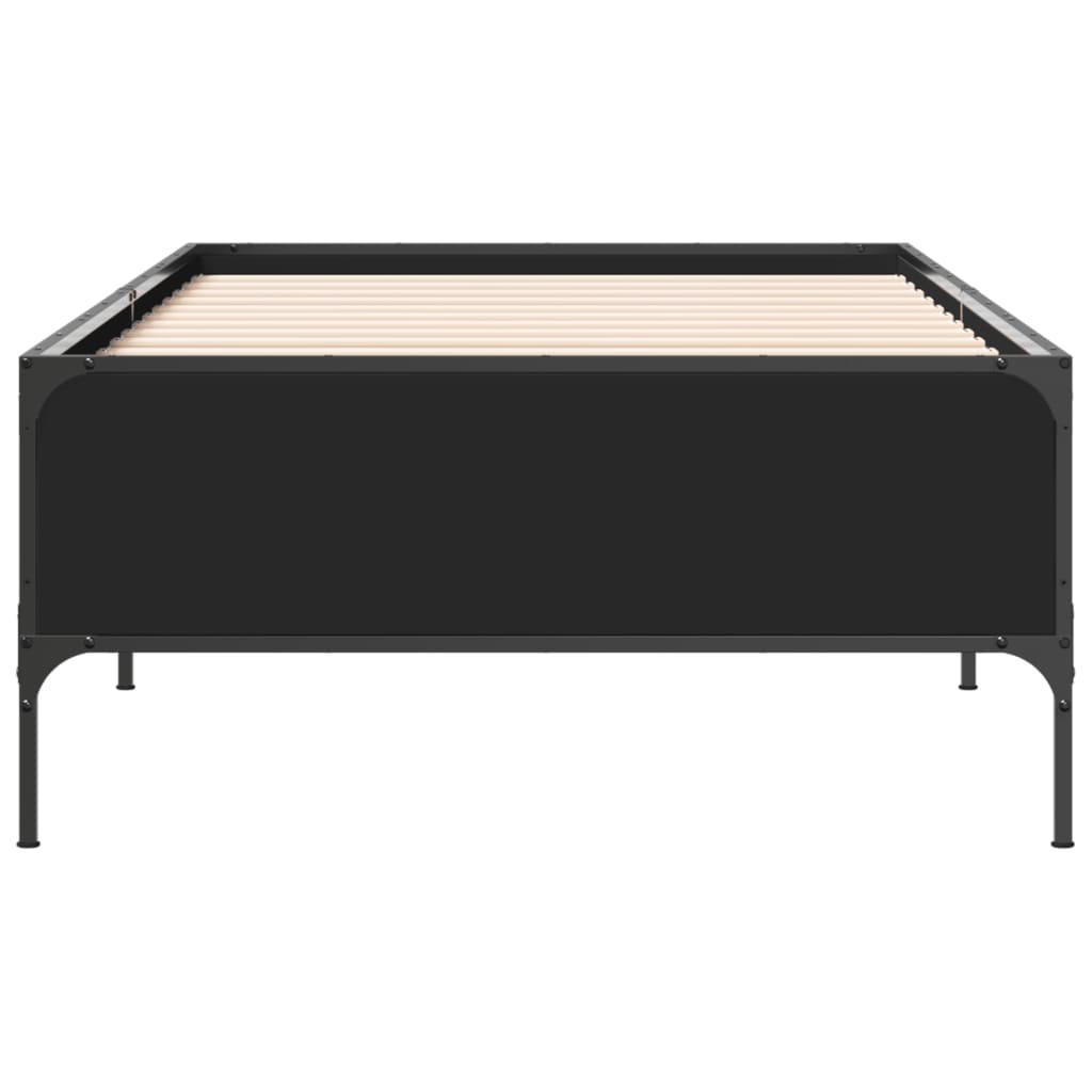 Bedframe bewerkt hout en metaal zwart 90x190 cm is nu te koop bij PeponiXL, paradijselijk wonen!