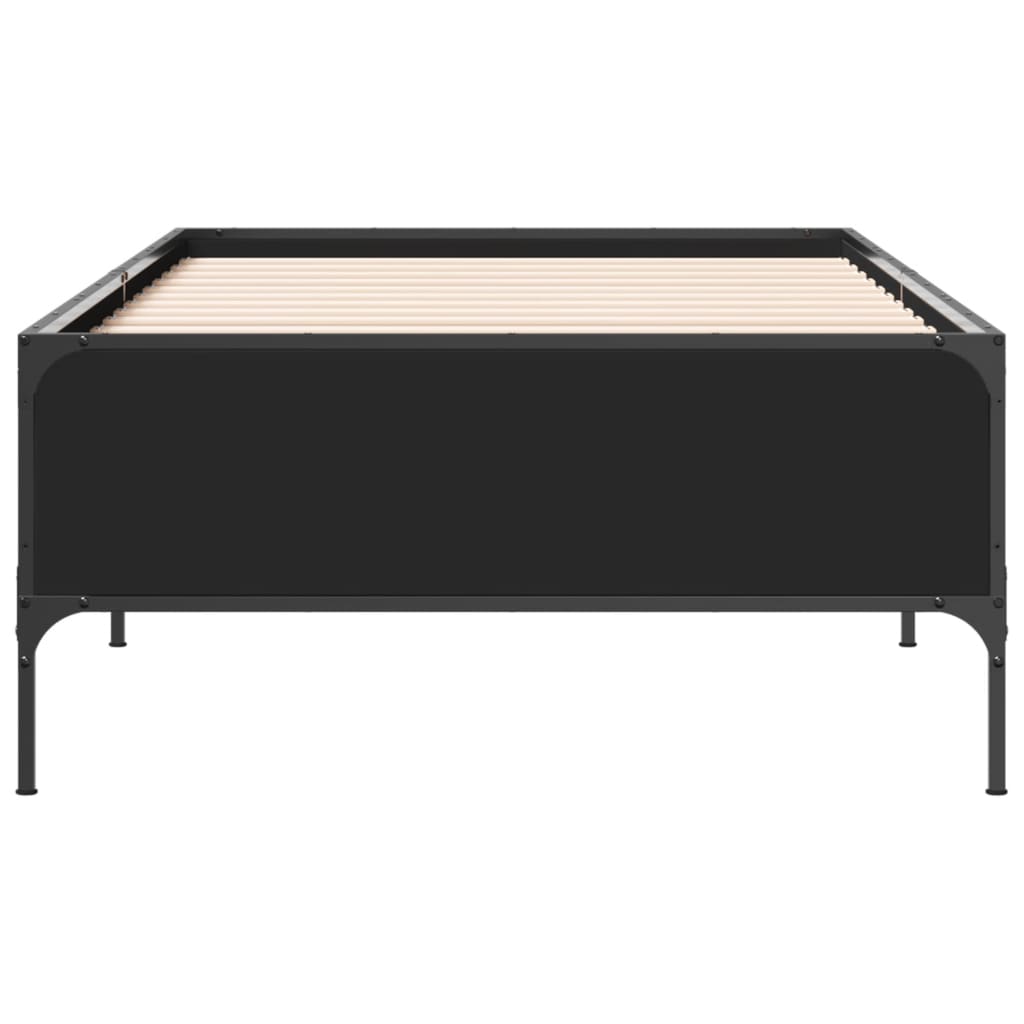 Bedframe bewerkt hout en metaal zwart 75x190 cm is nu te koop bij PeponiXL, paradijselijk wonen!