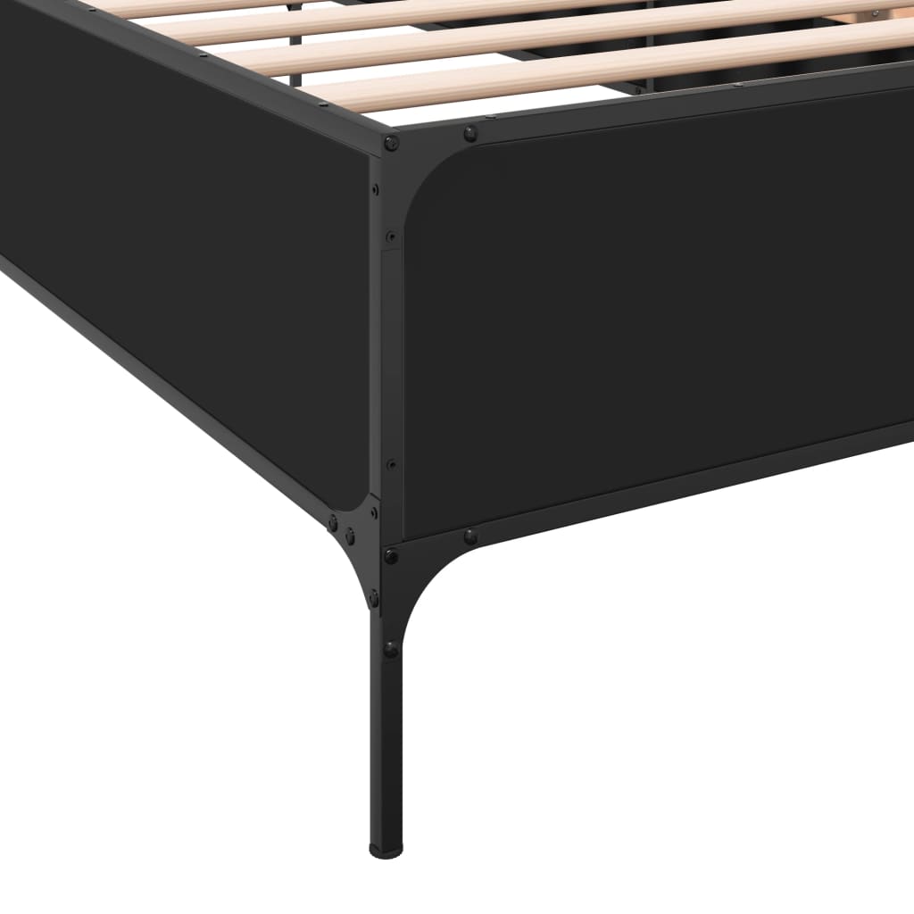Bedframe bewerkt hout en metaal zwart 75x190 cm is nu te koop bij PeponiXL, paradijselijk wonen!
