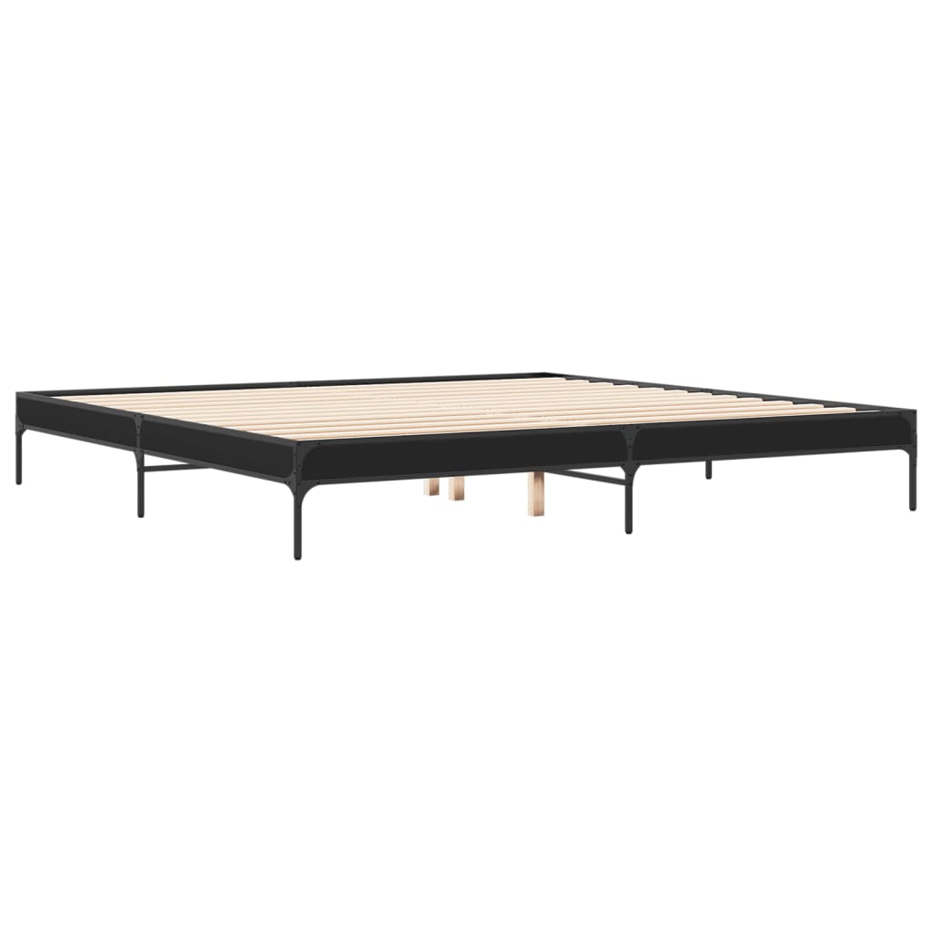 Bedframe bewerkt hout metaal zwart 200x200 cm is nu te koop bij PeponiXL, paradijselijk wonen!
