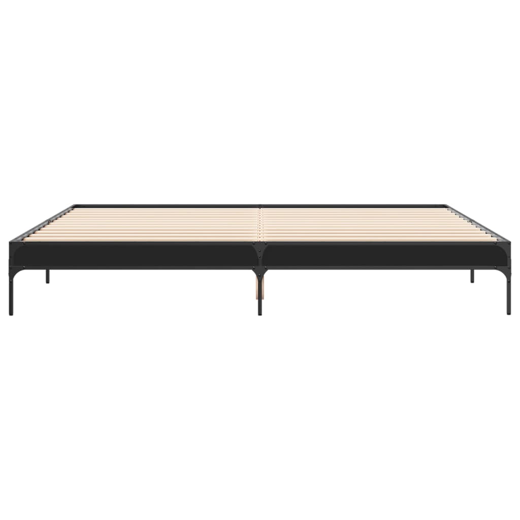 Bedframe bewerkt hout metaal zwart 200x200 cm is nu te koop bij PeponiXL, paradijselijk wonen!