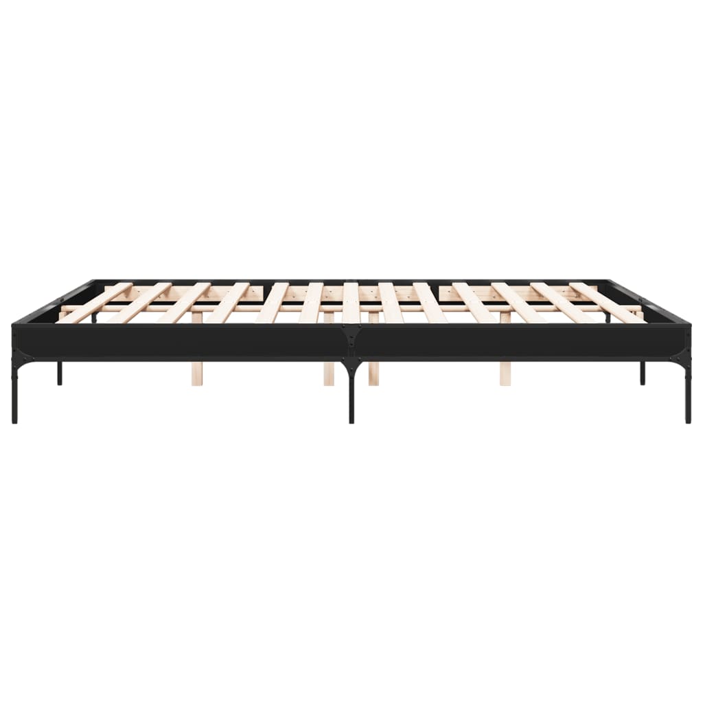 Bedframe bewerkt hout metaal zwart 200x200 cm is nu te koop bij PeponiXL, paradijselijk wonen!