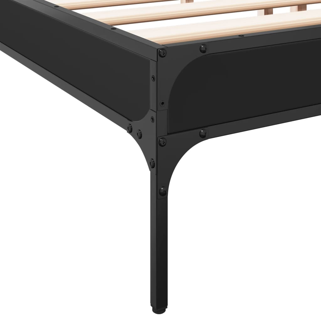 Bedframe bewerkt hout metaal zwart 200x200 cm is nu te koop bij PeponiXL, paradijselijk wonen!