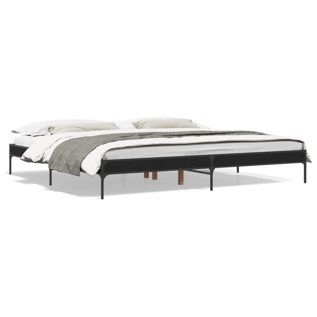Bedframe bewerkt hout metaal zwart 200x200 cm is nu te koop bij PeponiXL, paradijselijk wonen!