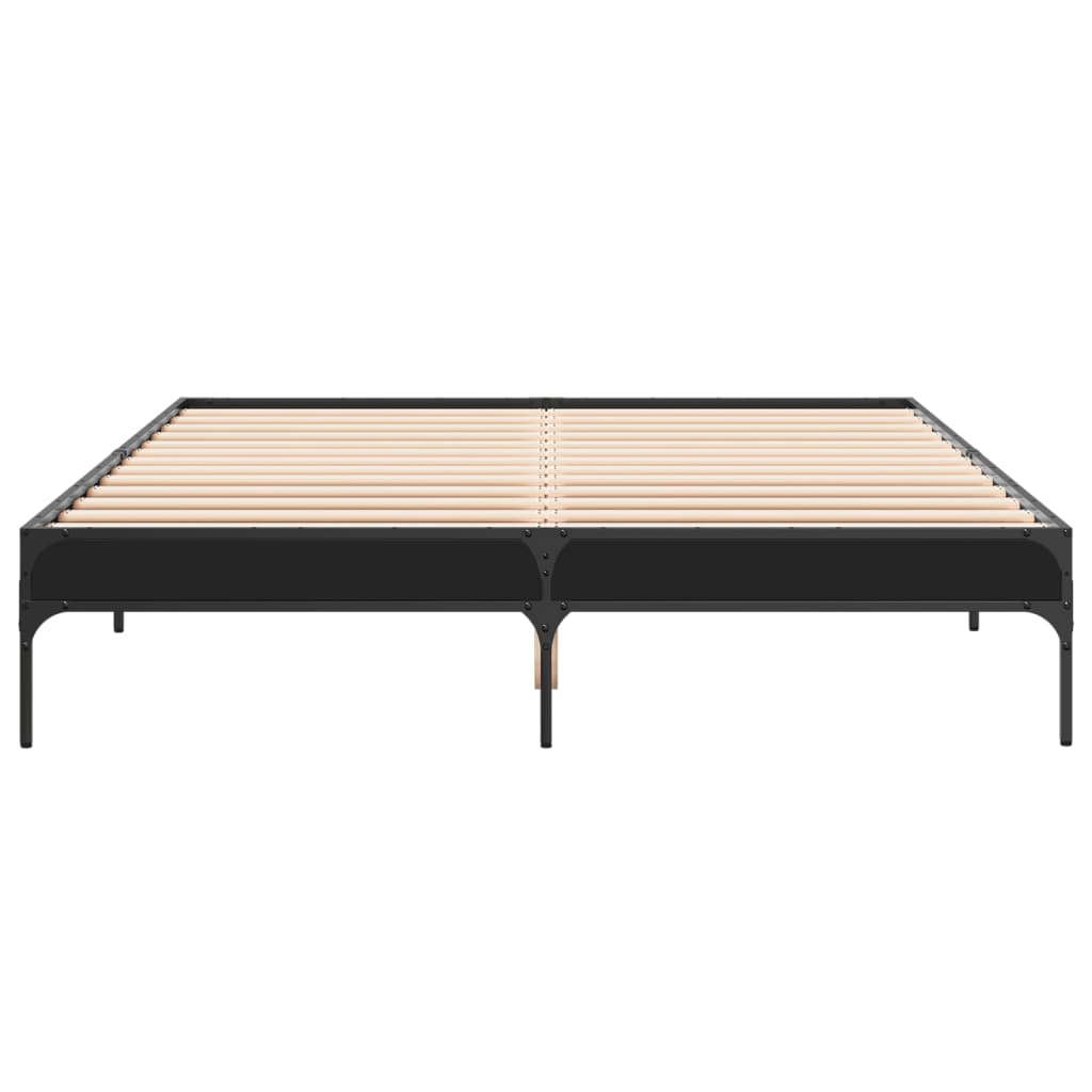 Bedframe bewerkt hout metaal zwart 140x200 cm is nu te koop bij PeponiXL, paradijselijk wonen!