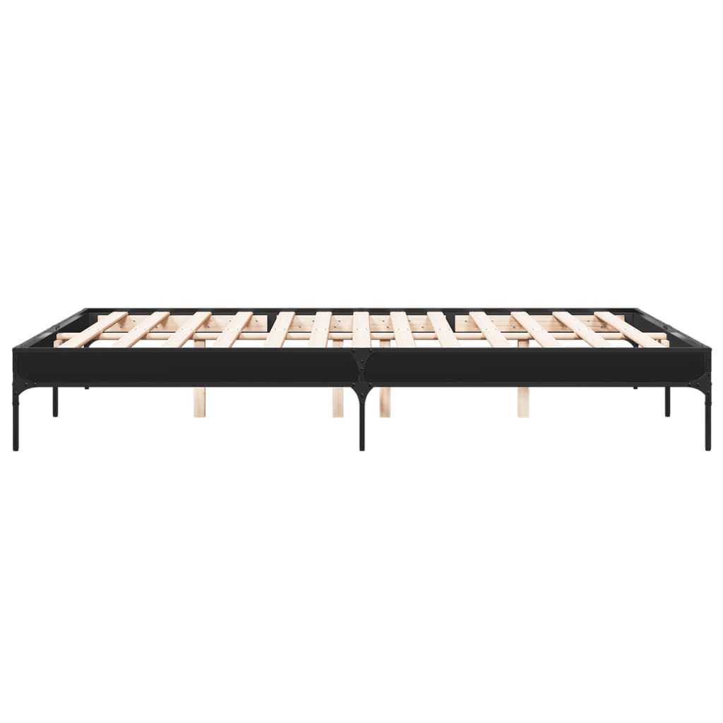 Bedframe bewerkt hout metaal zwart 140x200 cm is nu te koop bij PeponiXL, paradijselijk wonen!