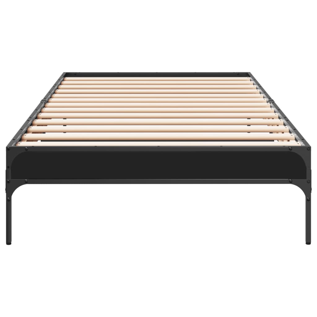 Bedframe bewerkt hout en metaal zwart 90x200 cm is nu te koop bij PeponiXL, paradijselijk wonen!