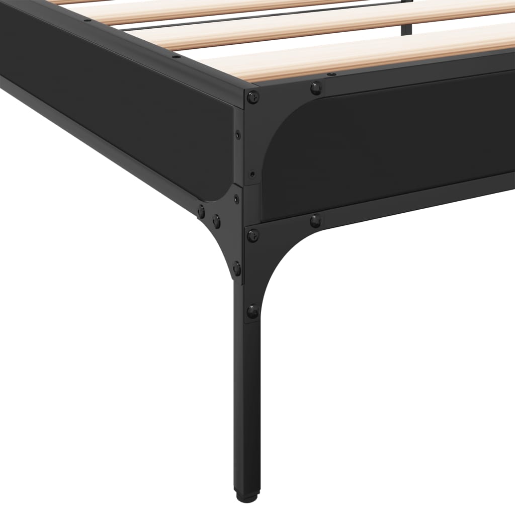 Bedframe bewerkt hout en metaal zwart 90x200 cm is nu te koop bij PeponiXL, paradijselijk wonen!