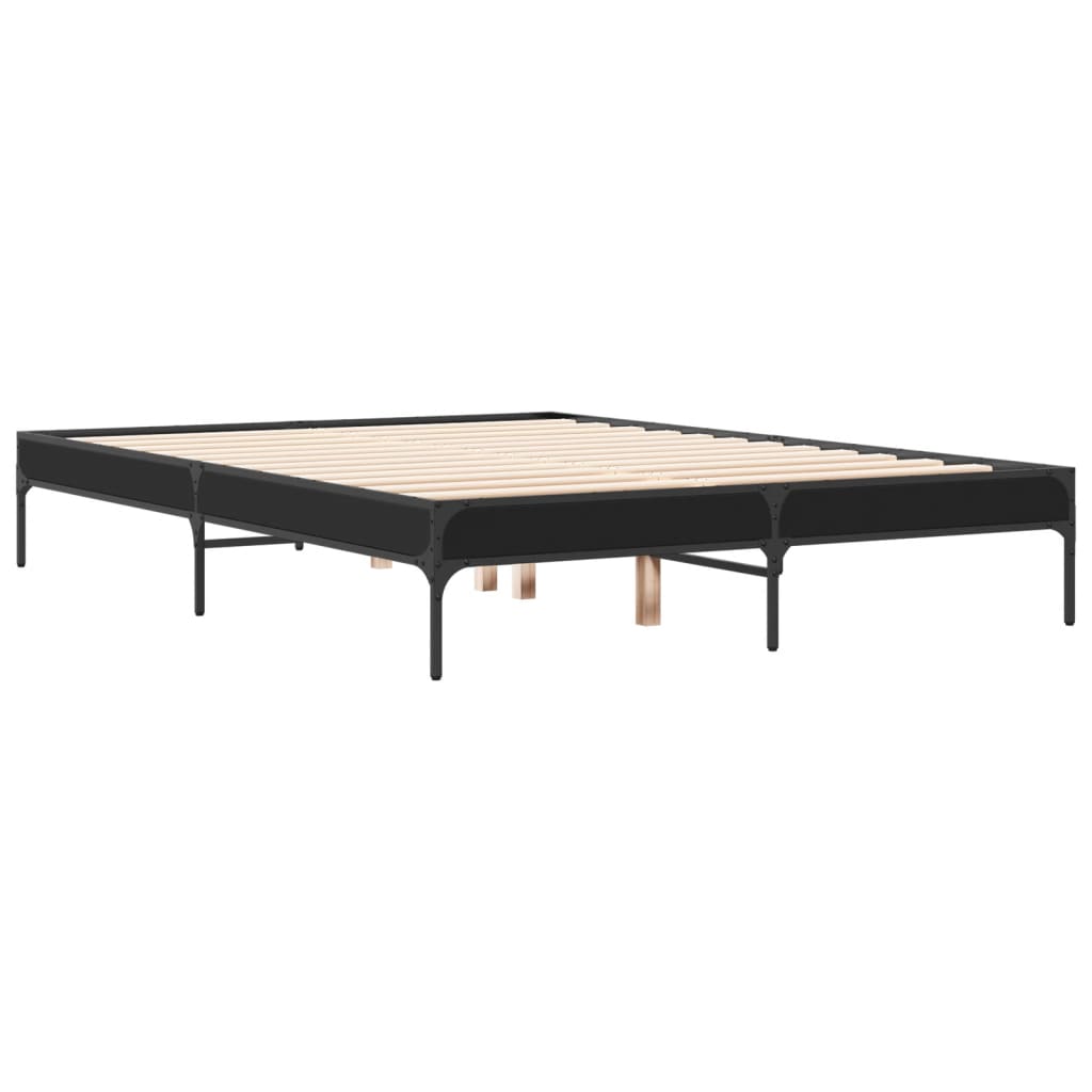 Bedframe bewerkt hout metaal zwart 120x190 cm is nu te koop bij PeponiXL, paradijselijk wonen!