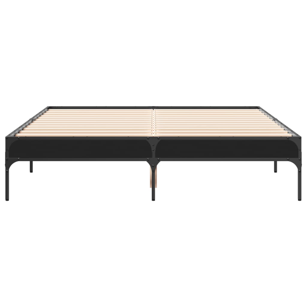 Bedframe bewerkt hout metaal zwart 120x190 cm is nu te koop bij PeponiXL, paradijselijk wonen!