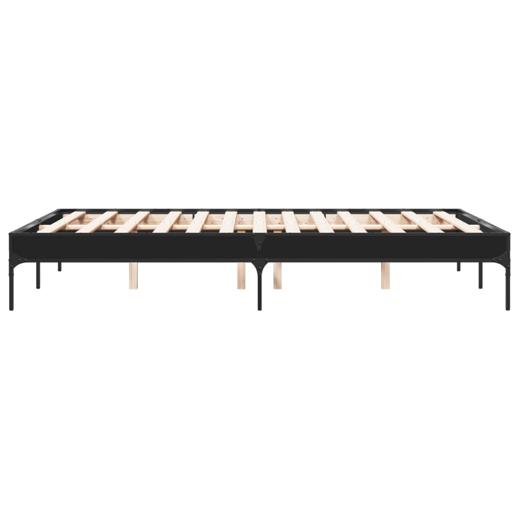Bedframe bewerkt hout metaal zwart 120x190 cm is nu te koop bij PeponiXL, paradijselijk wonen!