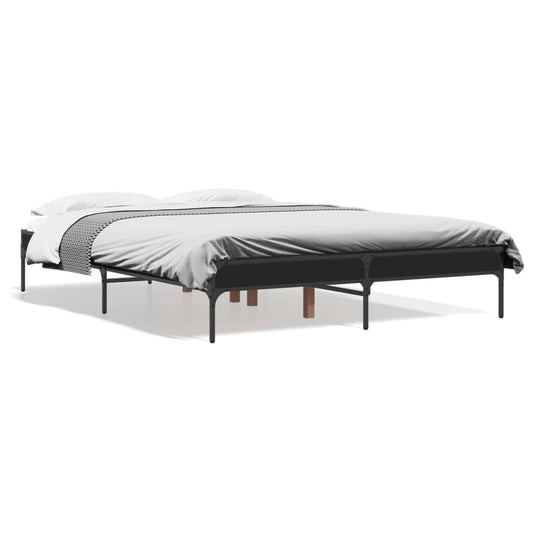 Bedframe bewerkt hout metaal zwart 120x190 cm is nu te koop bij PeponiXL, paradijselijk wonen!
