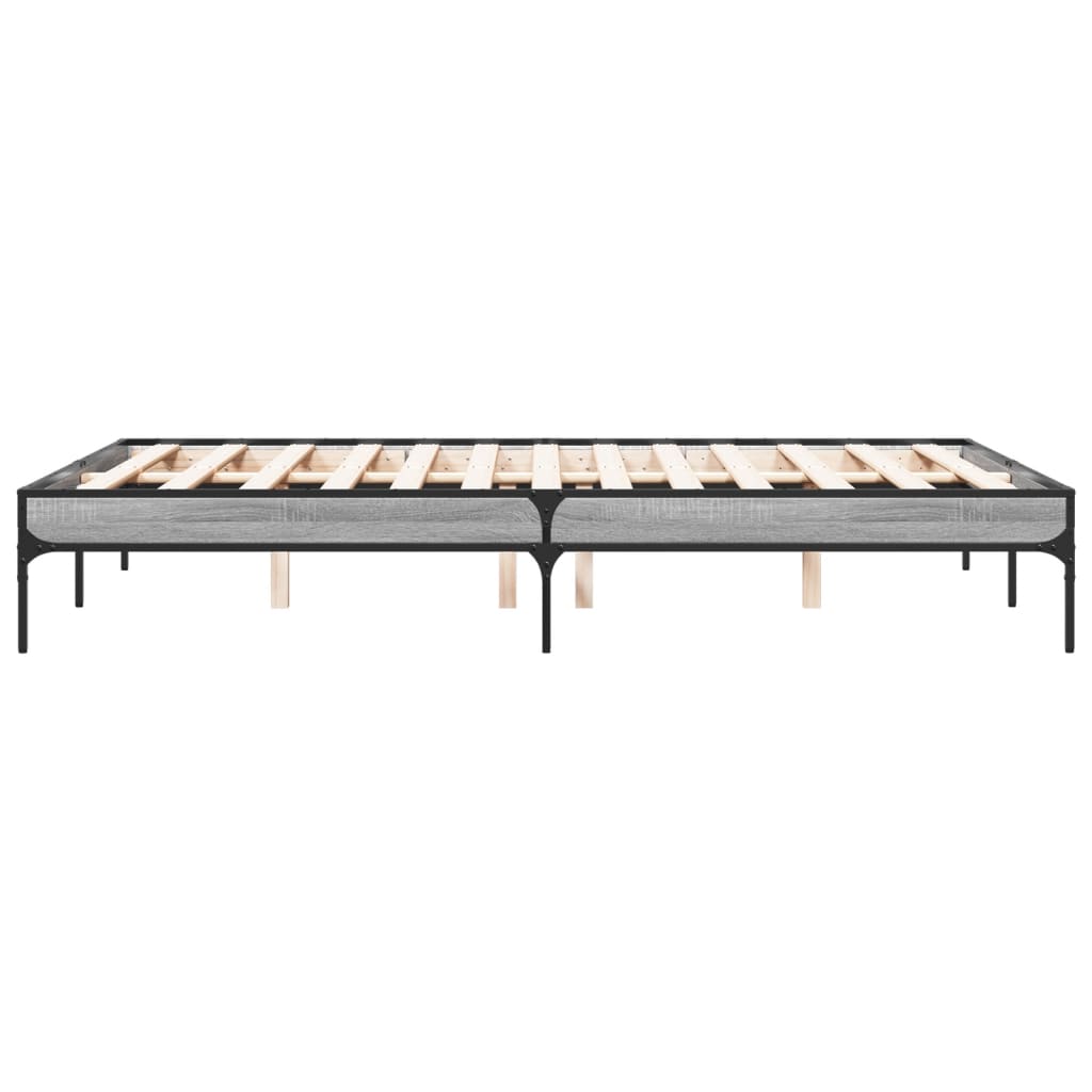 Bedframe bewerkt hout metaal grijs sonoma eiken 120x190 cm is nu te koop bij PeponiXL, paradijselijk wonen!