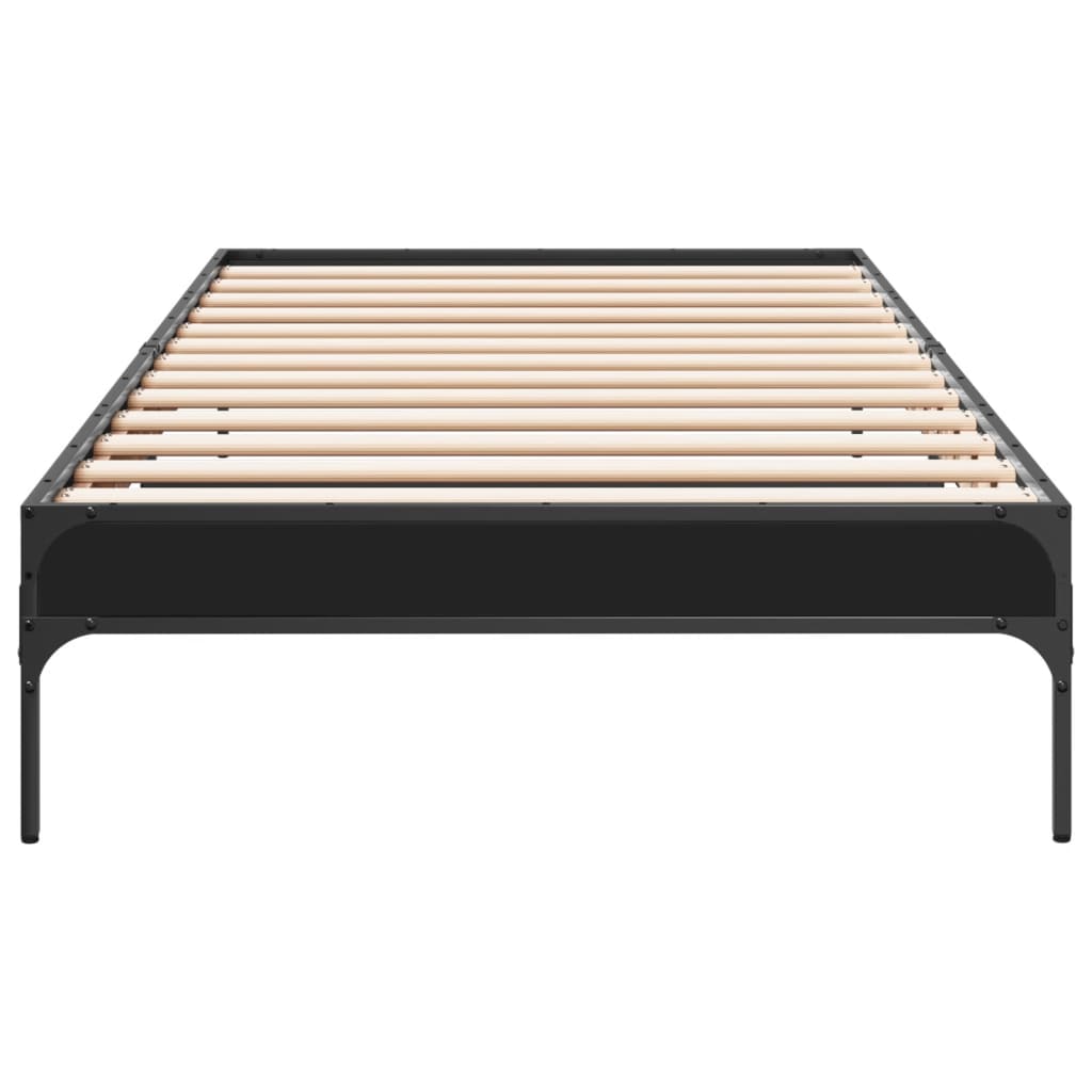 Bedframe bewerkt hout en metaal zwart 90x190 cm is nu te koop bij PeponiXL, paradijselijk wonen!