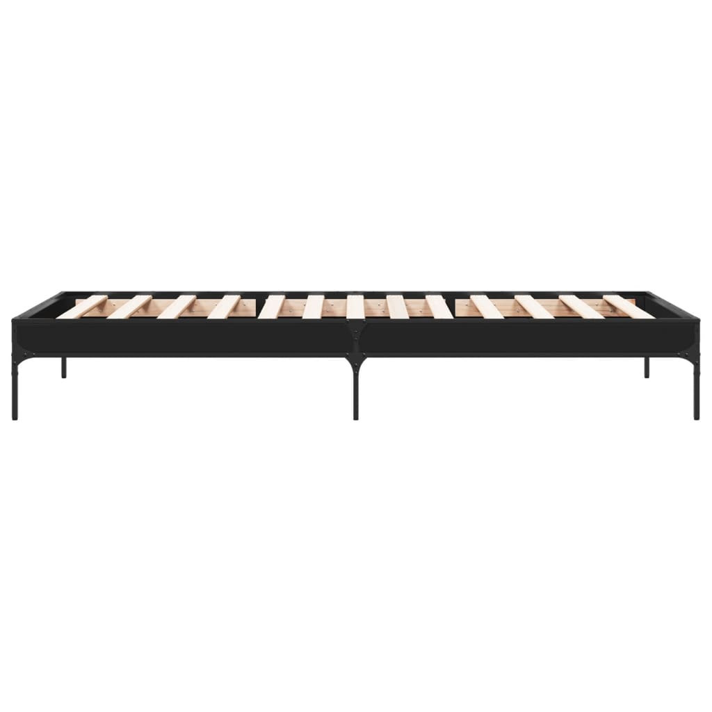 Bedframe bewerkt hout en metaal zwart 75x190 cm is nu te koop bij PeponiXL, paradijselijk wonen!