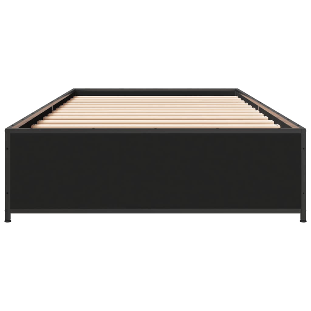 Bedframe bewerkt hout en metaal zwart 100x200 cm is nu te koop bij PeponiXL, paradijselijk wonen!
