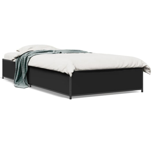 Bedframe bewerkt hout en metaal zwart 100x200 cm is nu te koop bij PeponiXL, paradijselijk wonen!
