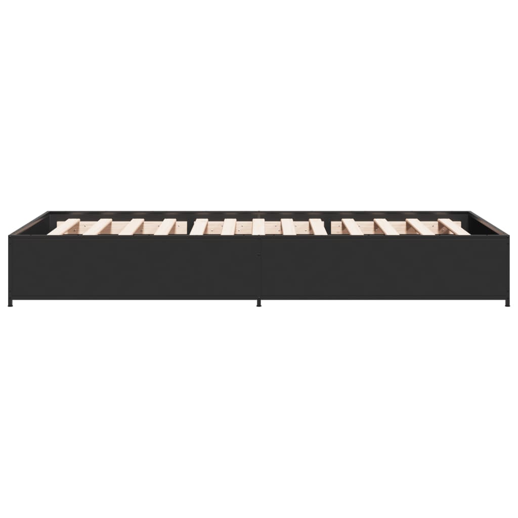 Bedframe bewerkt hout en metaal zwart 90x200 cm is nu te koop bij PeponiXL, paradijselijk wonen!