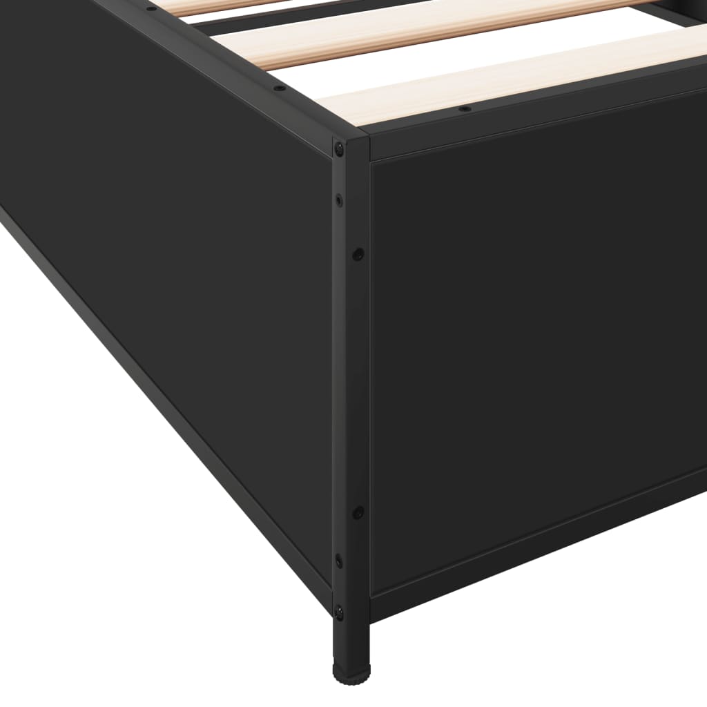 Bedframe bewerkt hout en metaal zwart 90x200 cm is nu te koop bij PeponiXL, paradijselijk wonen!