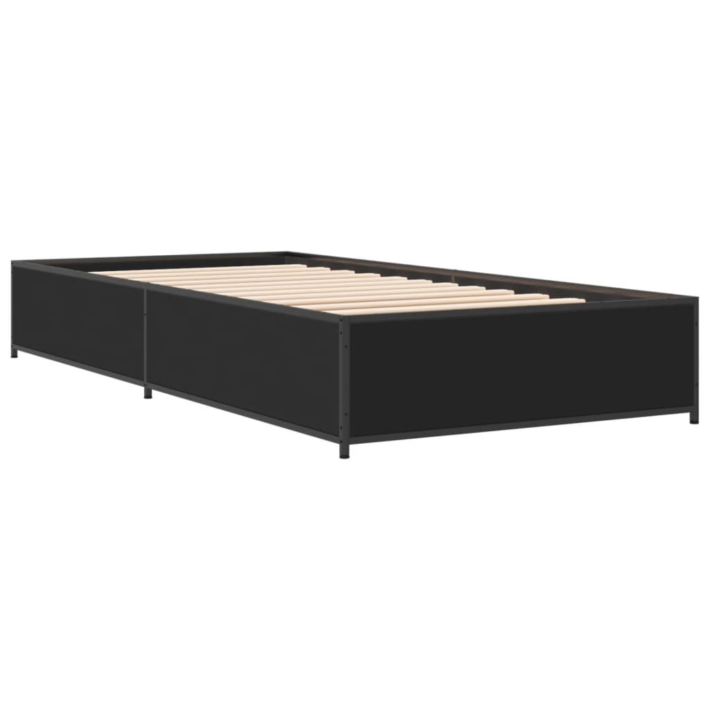 Bedframe bewerkt hout en metaal zwart 90x190 cm is nu te koop bij PeponiXL, paradijselijk wonen!