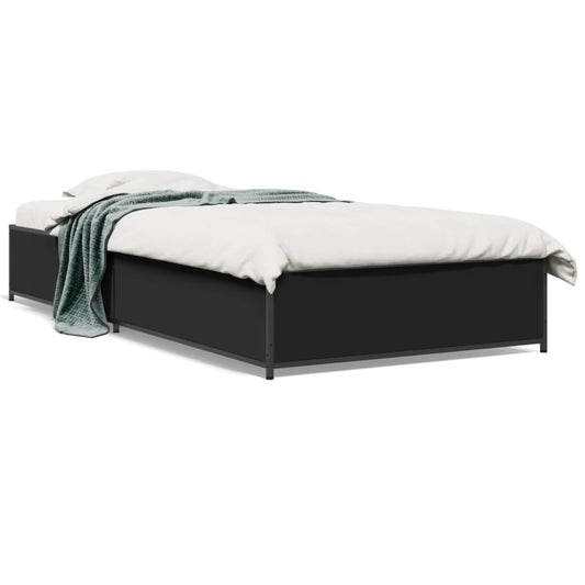 Bedframe bewerkt hout en metaal zwart 90x190 cm is nu te koop bij PeponiXL, paradijselijk wonen!