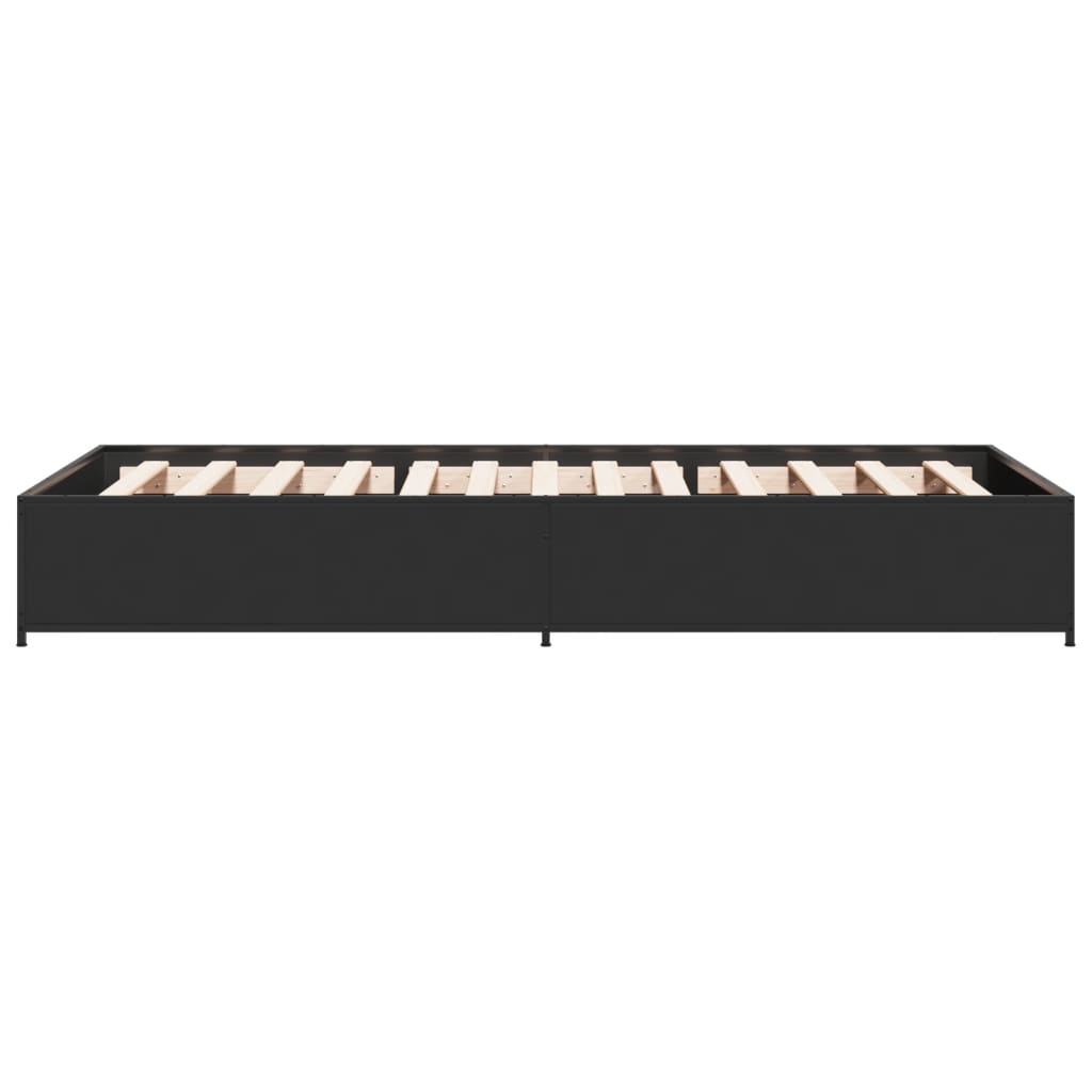 Bedframe bewerkt hout en metaal zwart 75x190 cm is nu te koop bij PeponiXL, paradijselijk wonen!