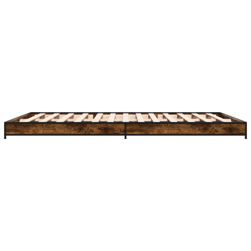 Bedframe bewerkt hout metaal gerookt eikenkleurig 120x200 cm is nu te koop bij PeponiXL, paradijselijk wonen!