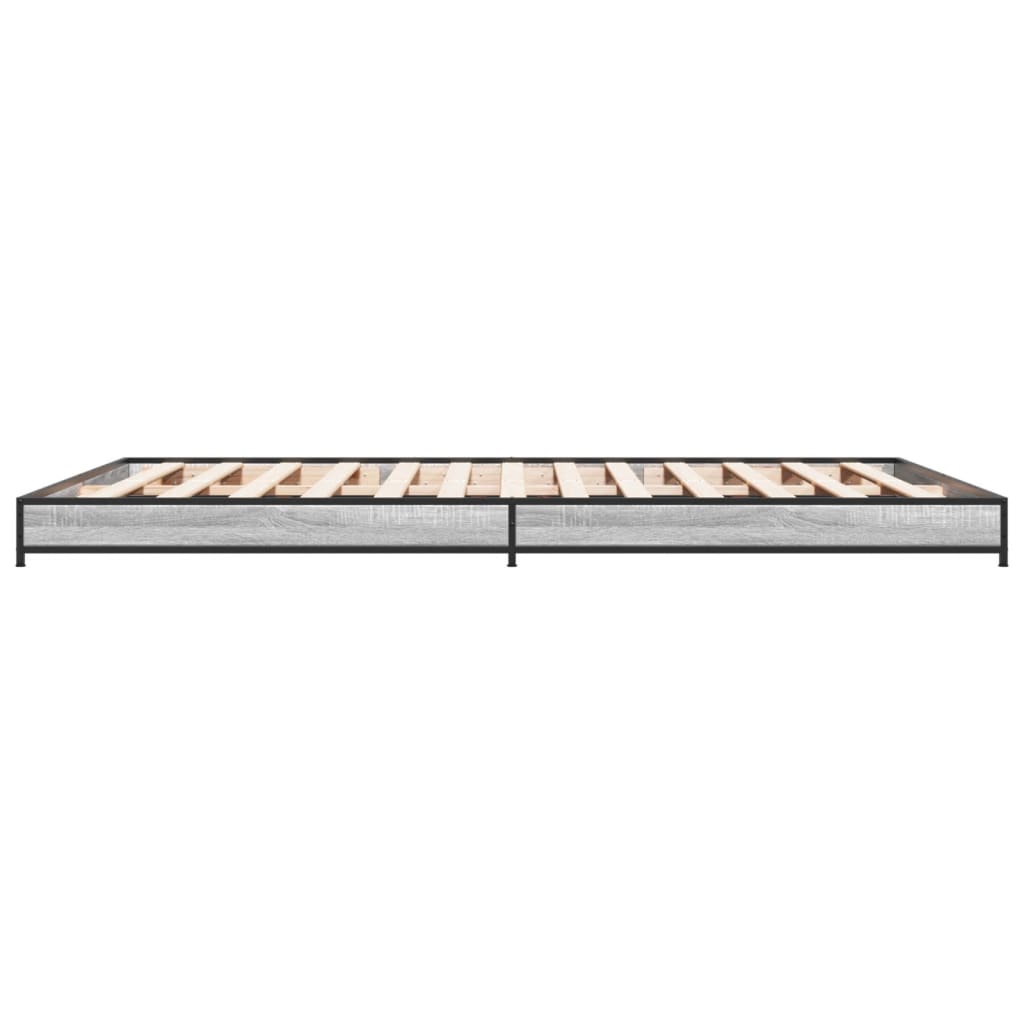 Bedframe bewerkt hout metaal grijs sonoma eiken 120x200 cm is nu te koop bij PeponiXL, paradijselijk wonen!