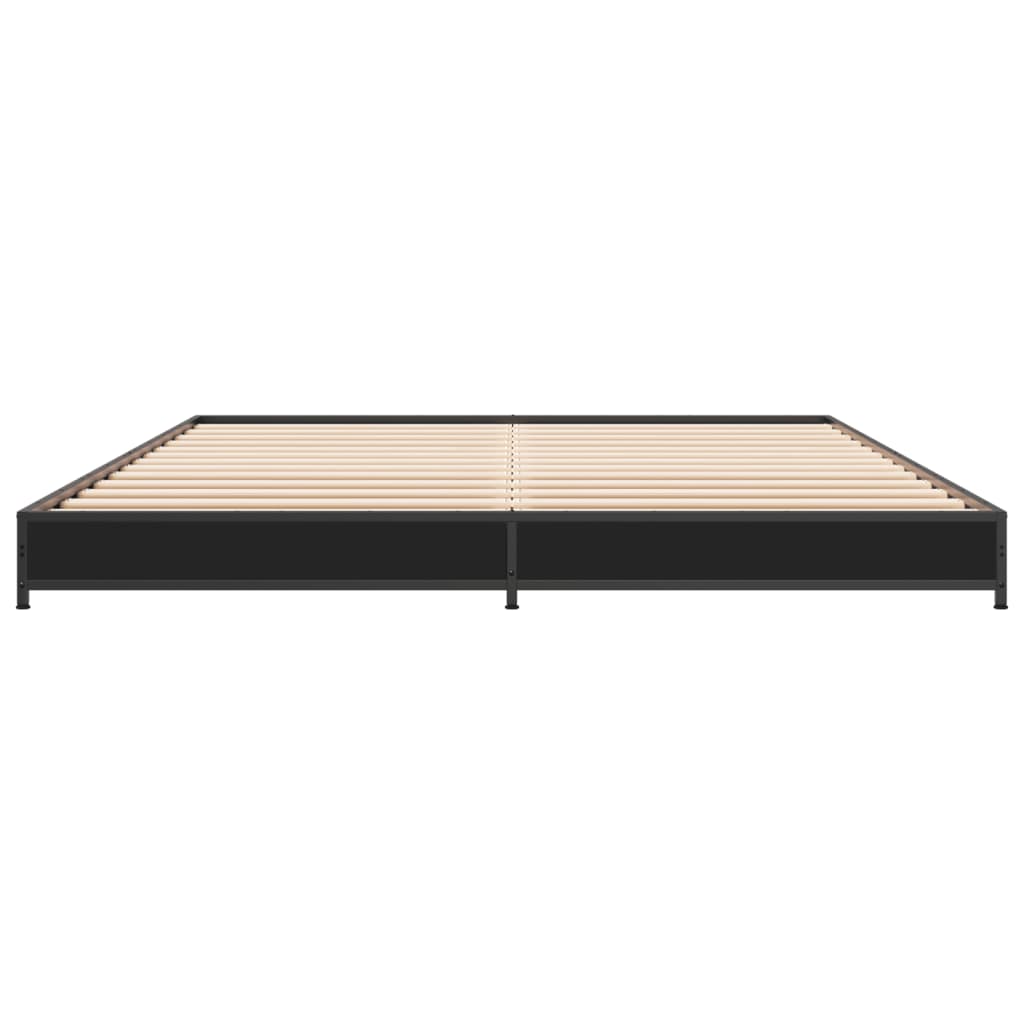 Bedframe bewerkt hout metaal zwart 135x190 cm is nu te koop bij PeponiXL, paradijselijk wonen!