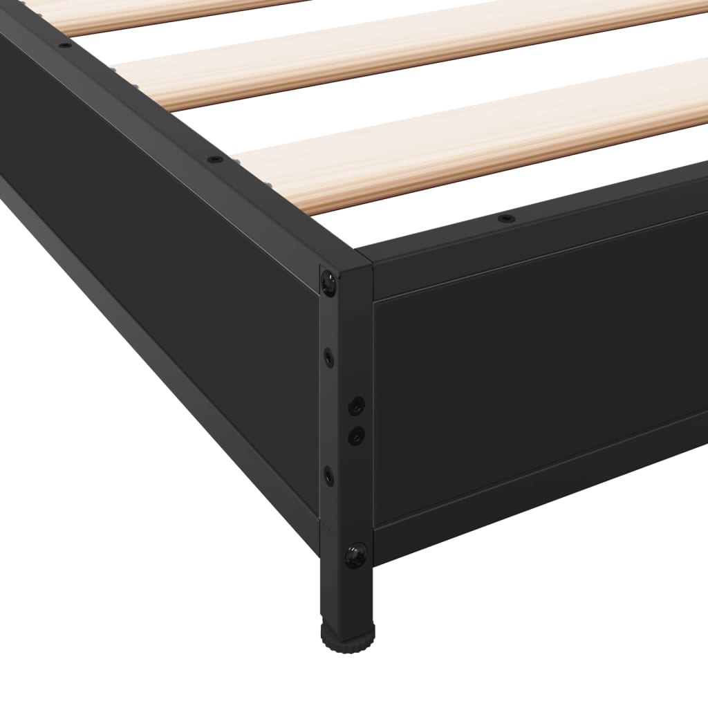 Bedframe bewerkt hout metaal zwart 135x190 cm is nu te koop bij PeponiXL, paradijselijk wonen!