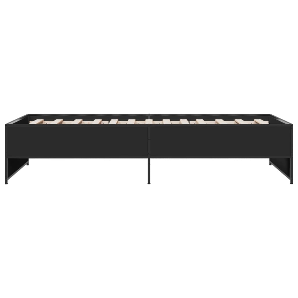 Bedframe bewerkt hout en metaal zwart 100x200 cm is nu te koop bij PeponiXL, paradijselijk wonen!
