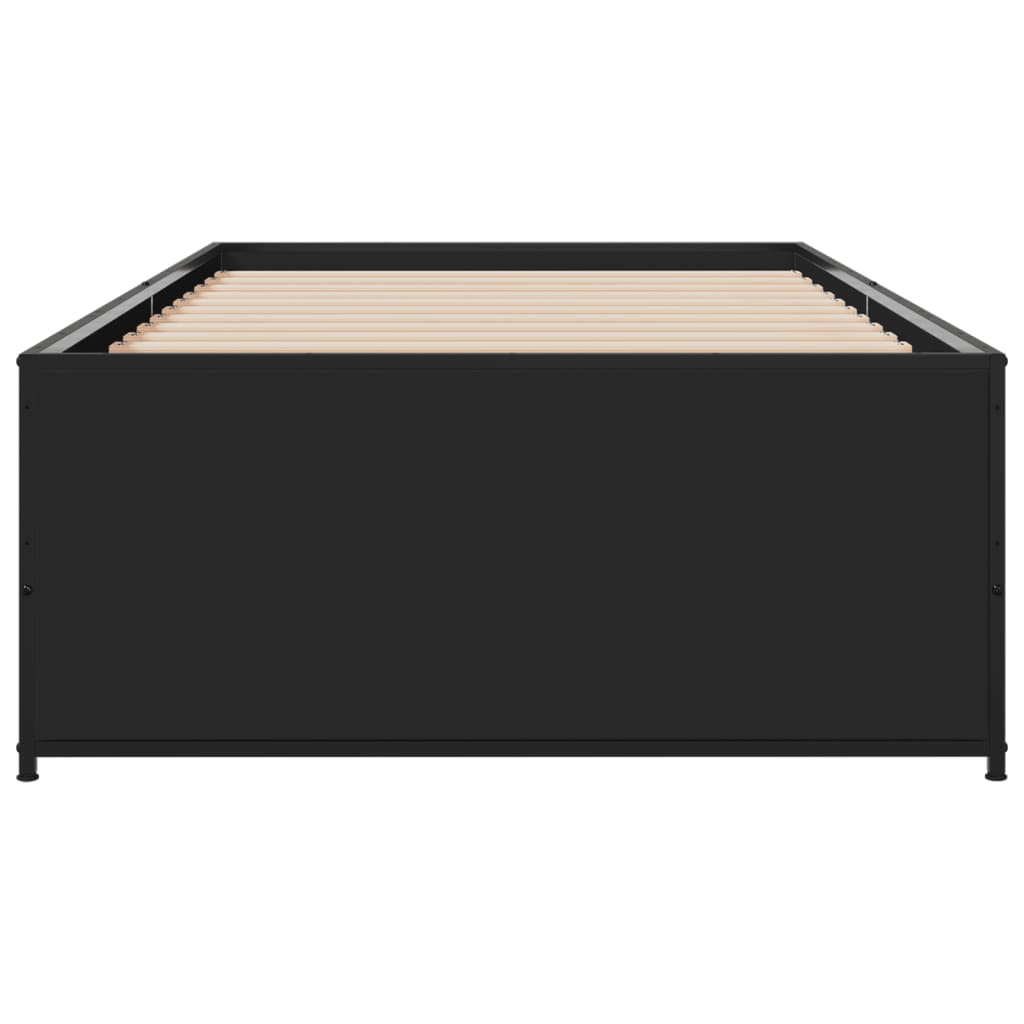Bedframe bewerkt hout en metaal zwart 90x200 cm is nu te koop bij PeponiXL, paradijselijk wonen!