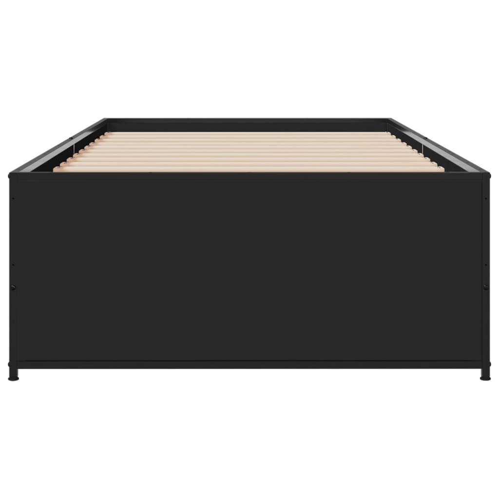 Bedframe bewerkt hout en metaal zwart 90x190 cm is nu te koop bij PeponiXL, paradijselijk wonen!