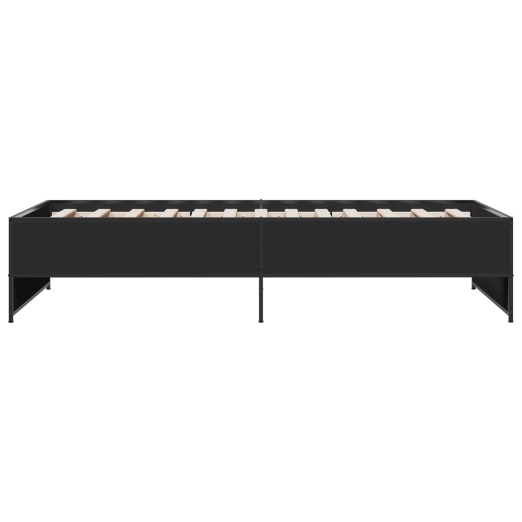 Bedframe bewerkt hout en metaal zwart 90x190 cm is nu te koop bij PeponiXL, paradijselijk wonen!